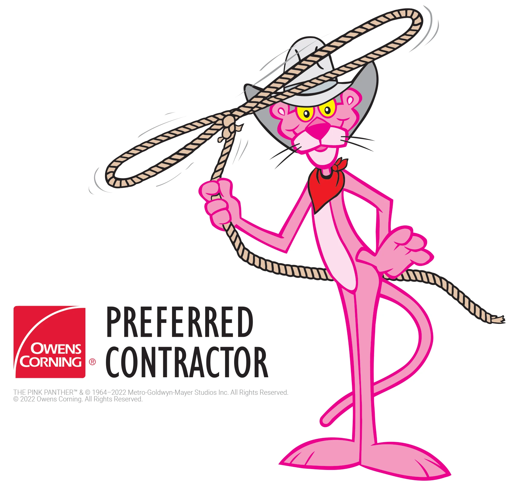 cowboy pink panther lassos preferred contractor logo